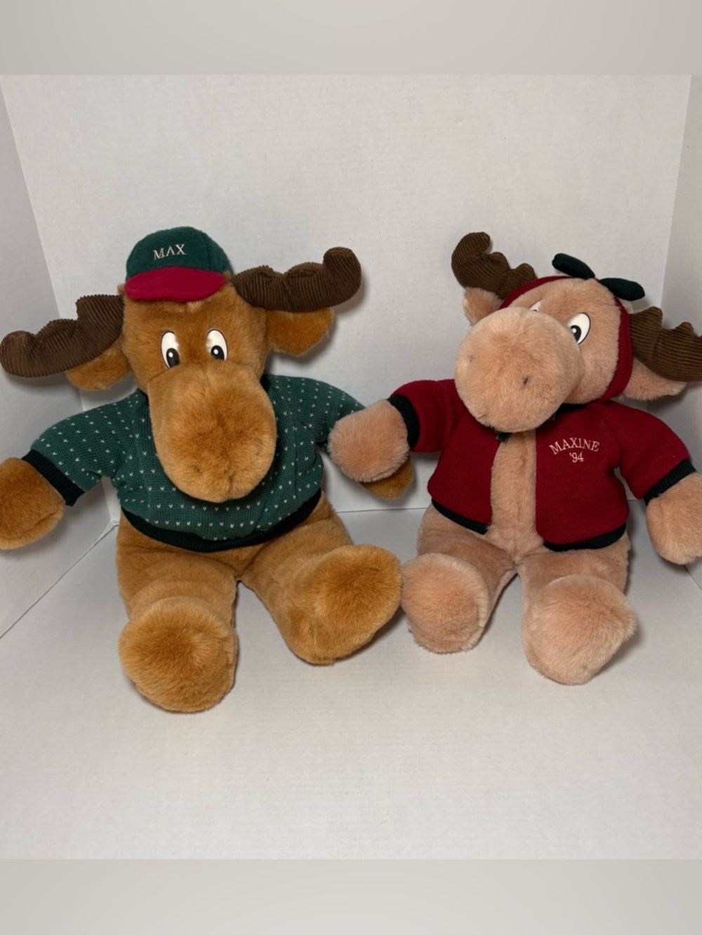 Vintage 1994 Max and Maxine Moose Plush Set Commonwealth Stuffed Animals